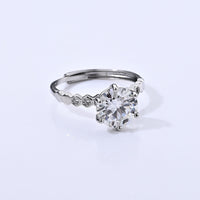 Moissanite and Simulated Diamond 3.40 ctw Adjustable Ring in Silvertone