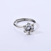 Moissanite and Simulated Diamond 0.60 ctw Ring in Silvertone (Adjustable)