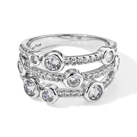 EverTrue Simulated Diamond Floating Cluster Ring in Silvertone (Size 10.0)