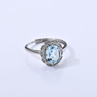 Blue Topaz & Simulated Diamond 3.20 ctw Ring in Silvertone (Adjustable)