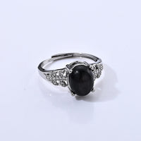 Hypersthene and Simulated Diamond 1.10 ctw Ring in Silvertone (Adjustable)