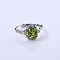 Peridot and Simulated Diamond 3.20 ctw Ring in Silvertone (Adjustable)