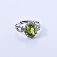 Peridot & Simulated Diamond 3.20 ctw Ring in Silvertone (Adjustable)