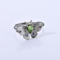 Pink Tourmaline and Simulated Diamond 0.54 ctw Ring in Silvertone (Adjustable)