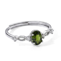 Chrome Diopside and Simulated Diamond 0.53 ctw Ring in Silvertone (Adjustable)