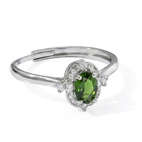 Chrome Diopside and Simulated Diamond Ring in Silvertone (Adjustable) 0.53 ctw