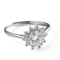 Moissanite and Simulated Diamond 1.20 ctw Ring in Silvertone (Adjustable)