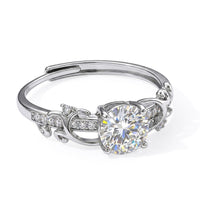 Moissanite and Simulated Diamond Ring in Silvertone (Adjustable) 1.30 ctw