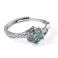 Green Moissanite and Simulated Diamond Ring in Silvertone (Adjustable) 1.40 ctw