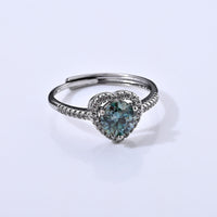 Green Moissanite and Simulated Diamond 1.40 ctw Ring in Silvertone (Adjustable)