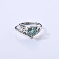 Green Moissanite and Simulated Diamond 1.20  Ring in Silvertone (Adjustable)