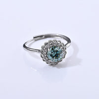 Green Moissanite and Simulated Diamond 1.40 ctw Ring in Silvertone (Adjust