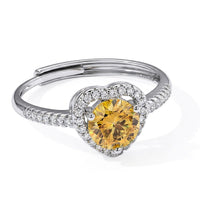 Yellow Moissanite and Simulated Diamond 1.40 ctw Heart Ring in Silvertone (Adjustable)