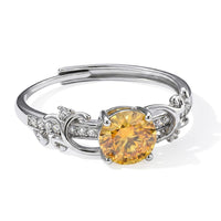 Yellow Moissanite and Simulated Diamond 1.40 ctw Heart Ring in Silvertone (Adjustable)