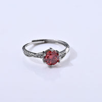 Red Moissanite and Simulated Diamond 1.40 ctw Ring in Silvertone (Adjustable)