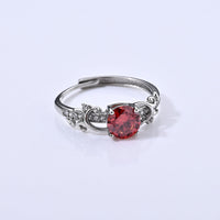 Red Moissanite & Simulated Diamond 1.20 ctw Ring in Silvertone (Adjustable)