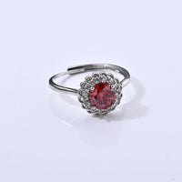 Red Moissanite andSimulated Diamond 1.40 ctw Ring in Silvertone (Adjustable)
