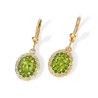 D''Joy Hebei Peridot and Chrome Diopside 2.00 ctw Earrings in Rhodium and 18K Vermeil Yellow Gold Over Sterling Silver