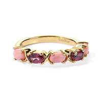 EverTrue Oregon Peach Opal and Orissa Rhodolite Garnet 1.25 ctw Band Ring in 18K YG Plated (Size 10.0)