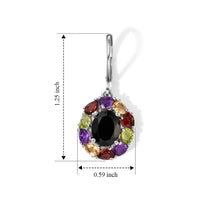 EverTrue Thai Black Spinel and Multi Gemstone 8.00 ctw Earrings in Platinum Bond