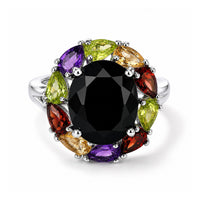 EverTrue Thai Black Spinel and Multi Gemstone 7.50 ctw Ring in Platinum Bond (Size 10.0)