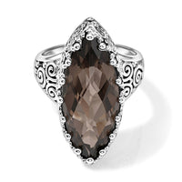 Sajen Silver Celestial Smoky Quartz Doublet Ring in Platinum Over Sterling Silver (Size 8.0) 11.90 ctw