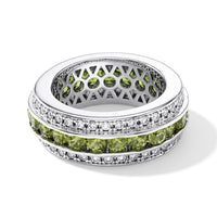 Hebei Peridot, Simulated Diamond Ring in Sterling Silver (Size 7.0) 2.67 ctw