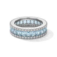 Aquamarine, Simulated Diamond Ring in Sterling Silver (Size 7.0) 3.22 ctw