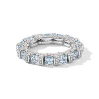 Aquamarine, Simulated Diamond Ring in Sterling Silver (Size 5.0) 3.36 ctw