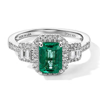 D''Joy Premium Kagem Zambian Emerald, Moissanite Ring in Rhodium Over Sterling Silver Size 10.0 2.20 ctw