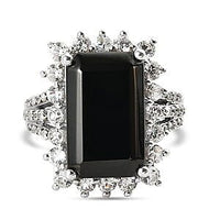 Elite Shungite and Zircon 7.99 ctw Ring in Platinum Over Sterling Silver (Size 10.0) (6.94 g)