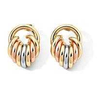 Enameled Multi Row Hoop Earrings in Goldtone