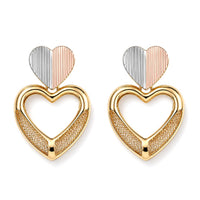 Enameled Heart Hoop Earrings in Goldtone