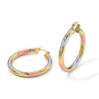 Enameled Textured Hoop Earrings