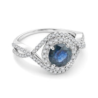 Blue Sapphire, Simulated Diamond Ring in Sterling Silver (Size 7.0) 2.60 ctw
