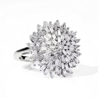 Luxuriant Lab Grown Diamond G-H SI 1.00 ctw Firecracker Ring in Rhodium Over Sterling Silver (Size 10.0)