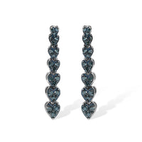 D''Joy Blue Diamond (IR) Dangling Earrings in Rhodium Over Sterling Silver 0.50 ctw