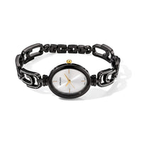 Strada Austrian Crystal Japanese Movement Paperclip Bracelet Watch in Black Silvertone (7.5-8.5In)