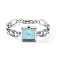 Strada Blue Austrian Crystal Japanese Movement Paperclip Bracelet Watch in Silvertone (7.5-8.5In)
