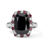 EverTrue Thai Black Spinel and Multi Gemstone 9.30 ctw Ring in Platinum Bond (Size 10.0)