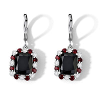 EverTrue Thai Black Spinel and Multi Gemstone 10.30 ctw Earrings in Platinum Bond