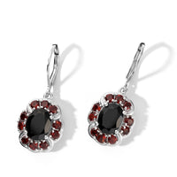 EverTrue Thai Black Spinel and Mozambique Garnet 7.50 ctw Earrings in Platinum Bond