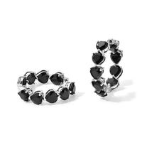EverTrue Thai Black Spinel Hoop Earrings in Platinum Bond 28.50 ctw