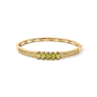 EverTrue Hebei Peridot 4.25 ctw Bangle Bracelet in 18K YG Plated (6.5 In)
