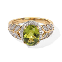 D''Joy Hebei Peridot and Moissanite 2.30 ctw Ring in 18K Vermeil Yellow Gold Over Sterling Silver (Size 10.0)