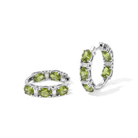 D''Joy Premium Hebei Peridot and Moissanite 9.00 ctw Hoop Earrings in Rhodium Over Sterling Silver