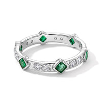 Kagem Zambian Emerald, Simulated Diamond Ring in Sterling Silver (Size 5.0) 0.48 ctw