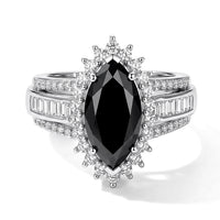 D''Joy Black and White Moissanite 3.50 ctw Ring in Rhodium Over Sterling Silver (Size 10.0)
