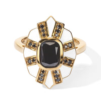 D''Joy Black Moissanite 1.60 ctw Ring in 18K Vermeil Yellow Gold Over Sterling Silver (Size 10.0)