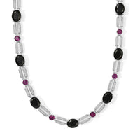 EverTrue Thai Black Spinel, Orissa Rhodolite Garnet Necklace (18 Inches) in Platinum Bond 13.15 tcw